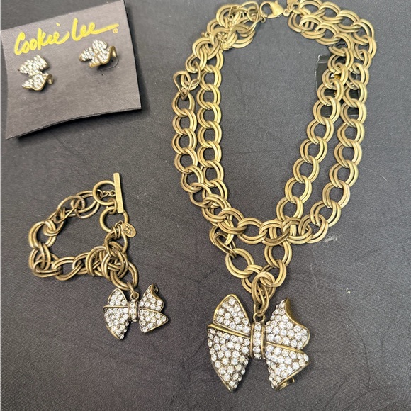 Cookie Lee Jewelry - Cookie Lee Gold Necklace with Crystal Butterfly